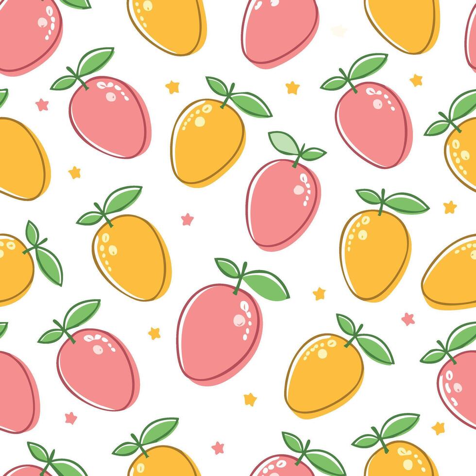 hand drawn style various mangoes pattern vector