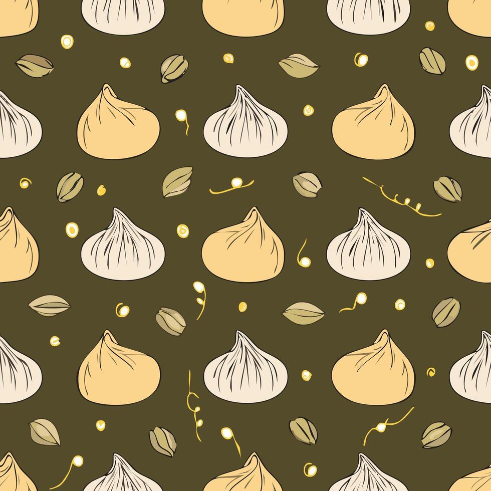 dumpling pattern dark background vector