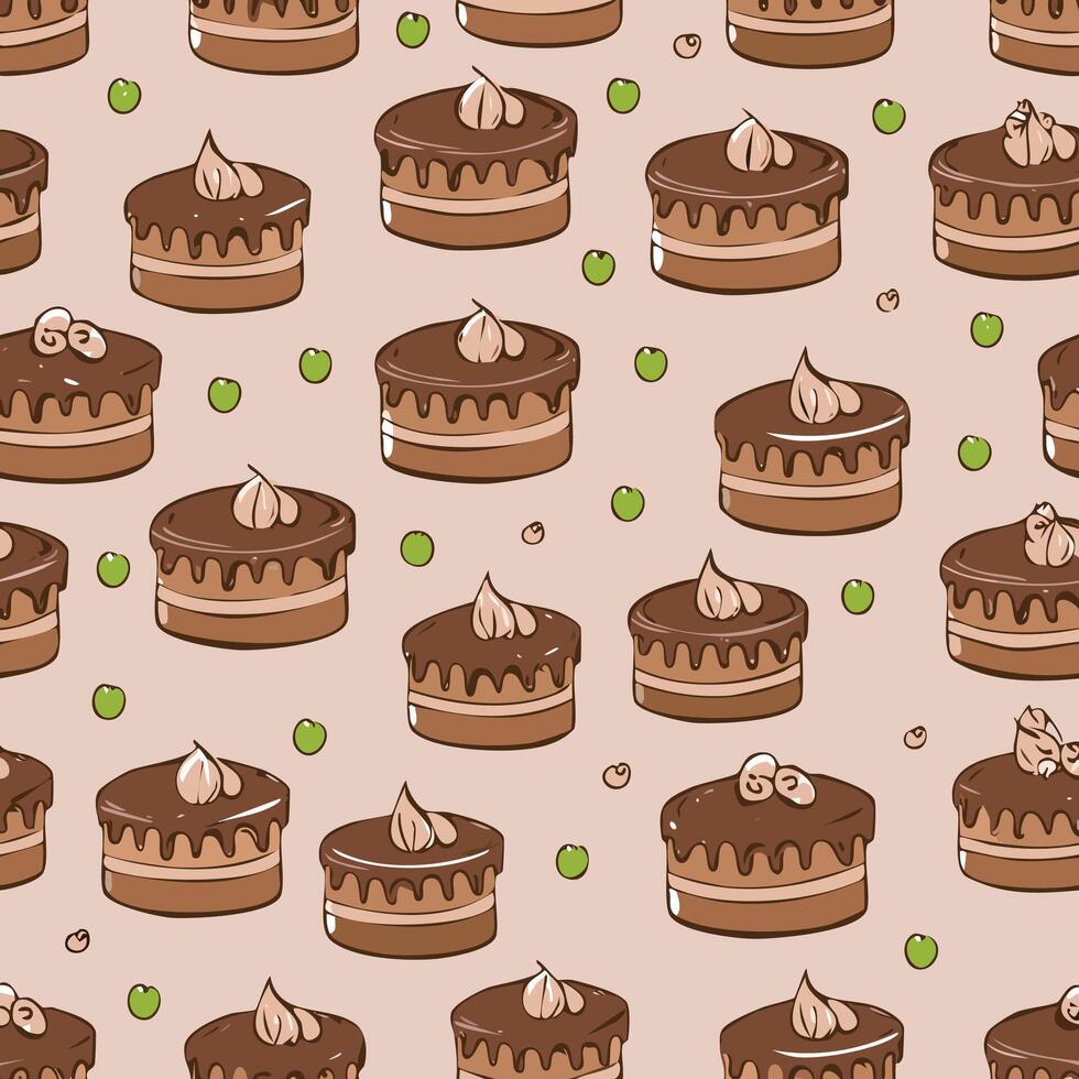 chocolate flavor cakes pattern vector