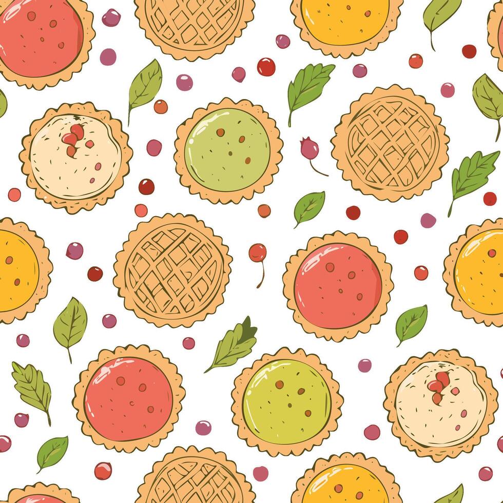 baked pies and tarts pattern vector