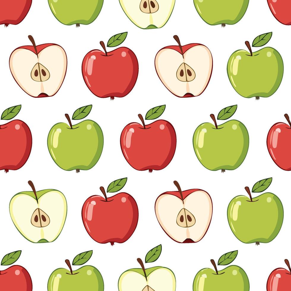 red and green apples pattern vector