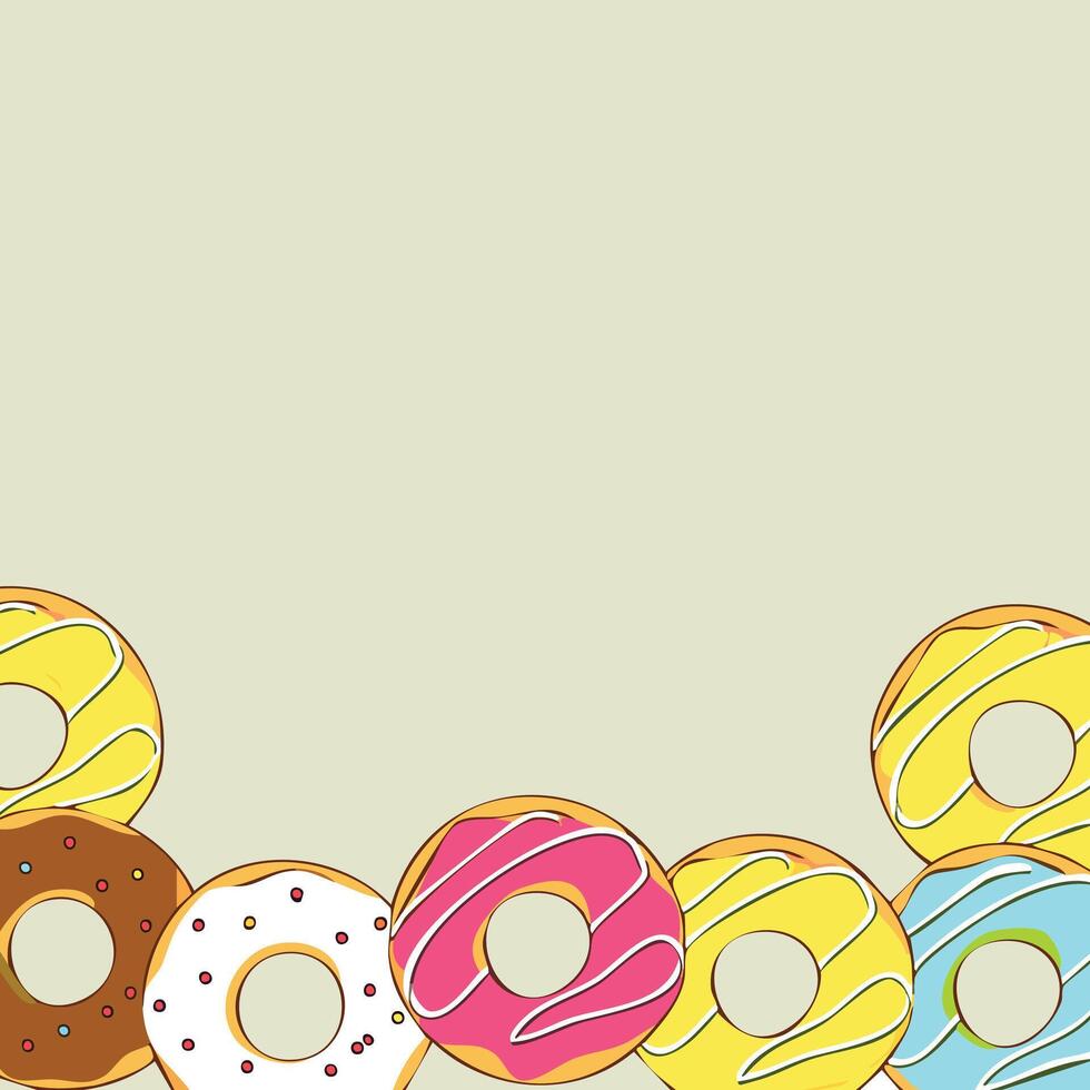 hand drawn style donut various flavors illustration vector