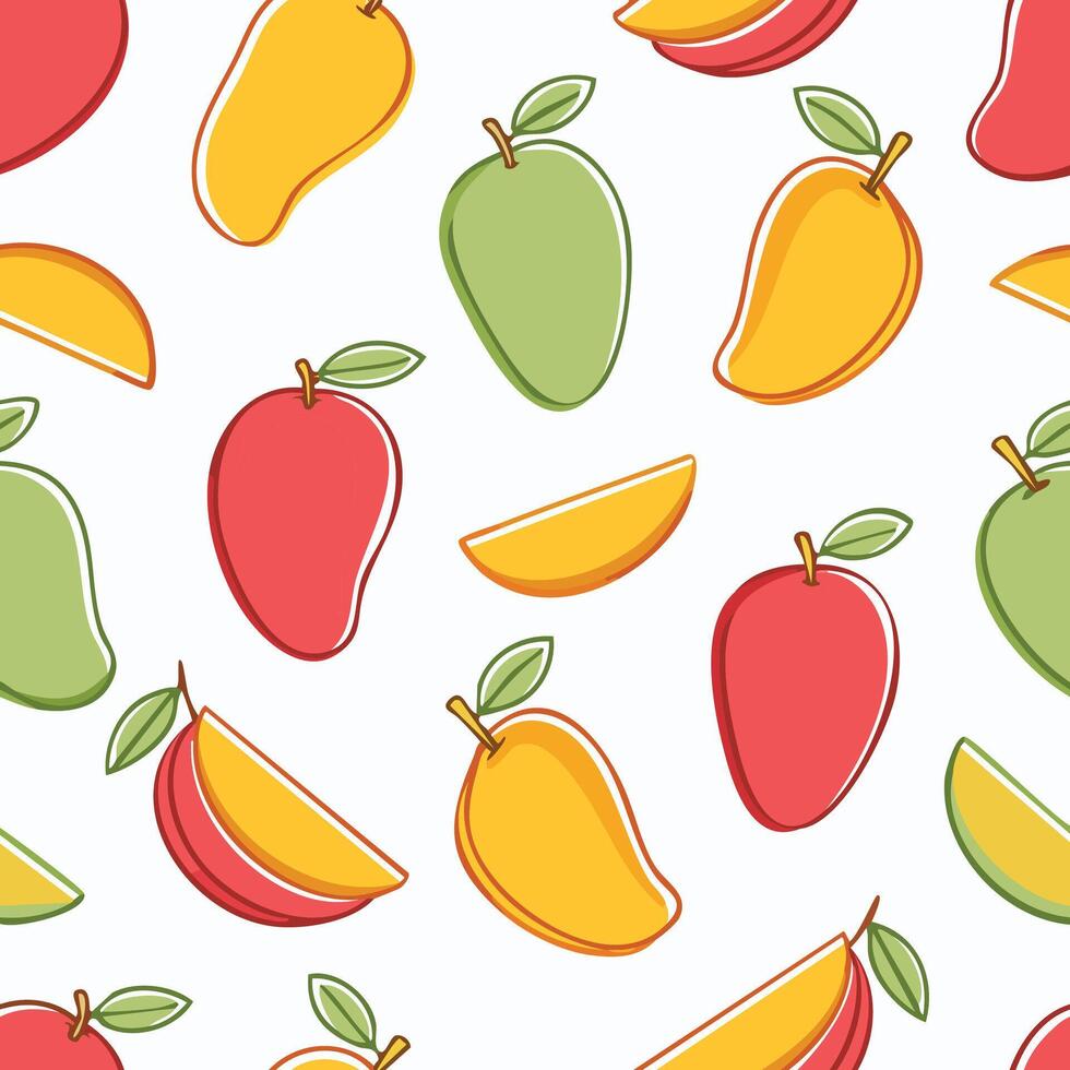 hand drawn style colorful mangoes pattern vector