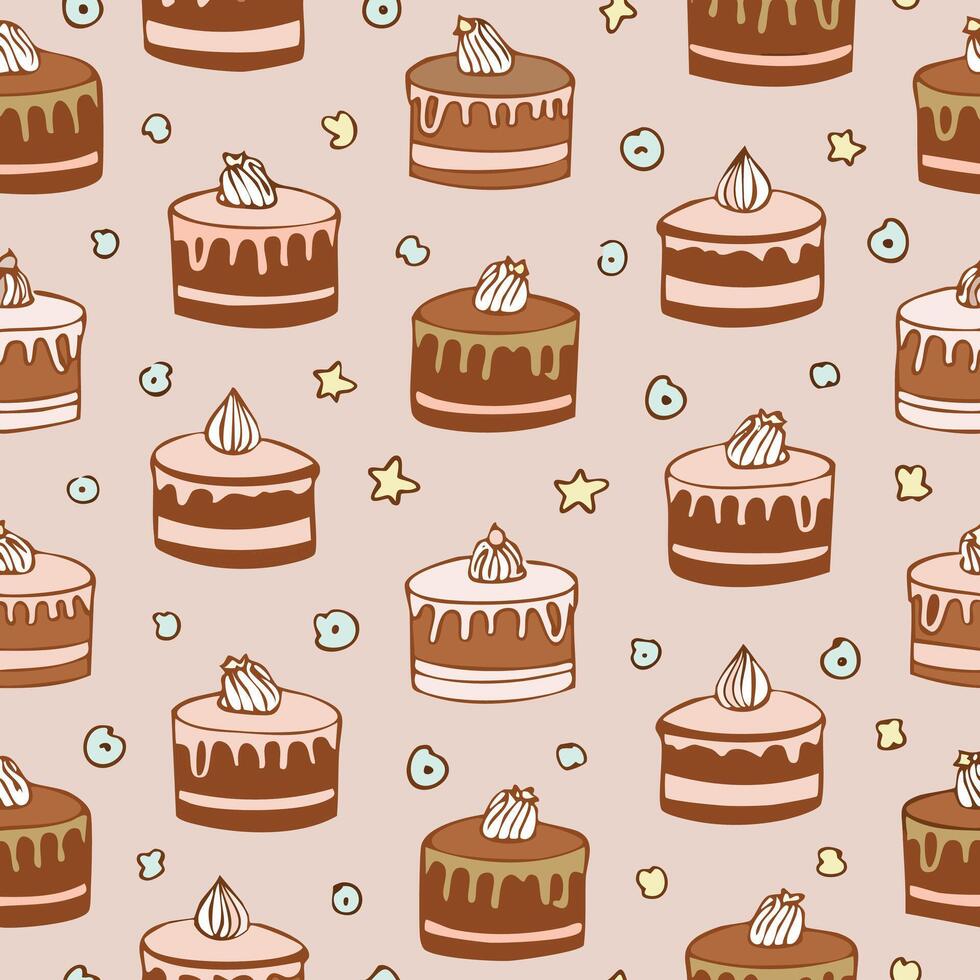 chocolate cakes with cream pattern vector