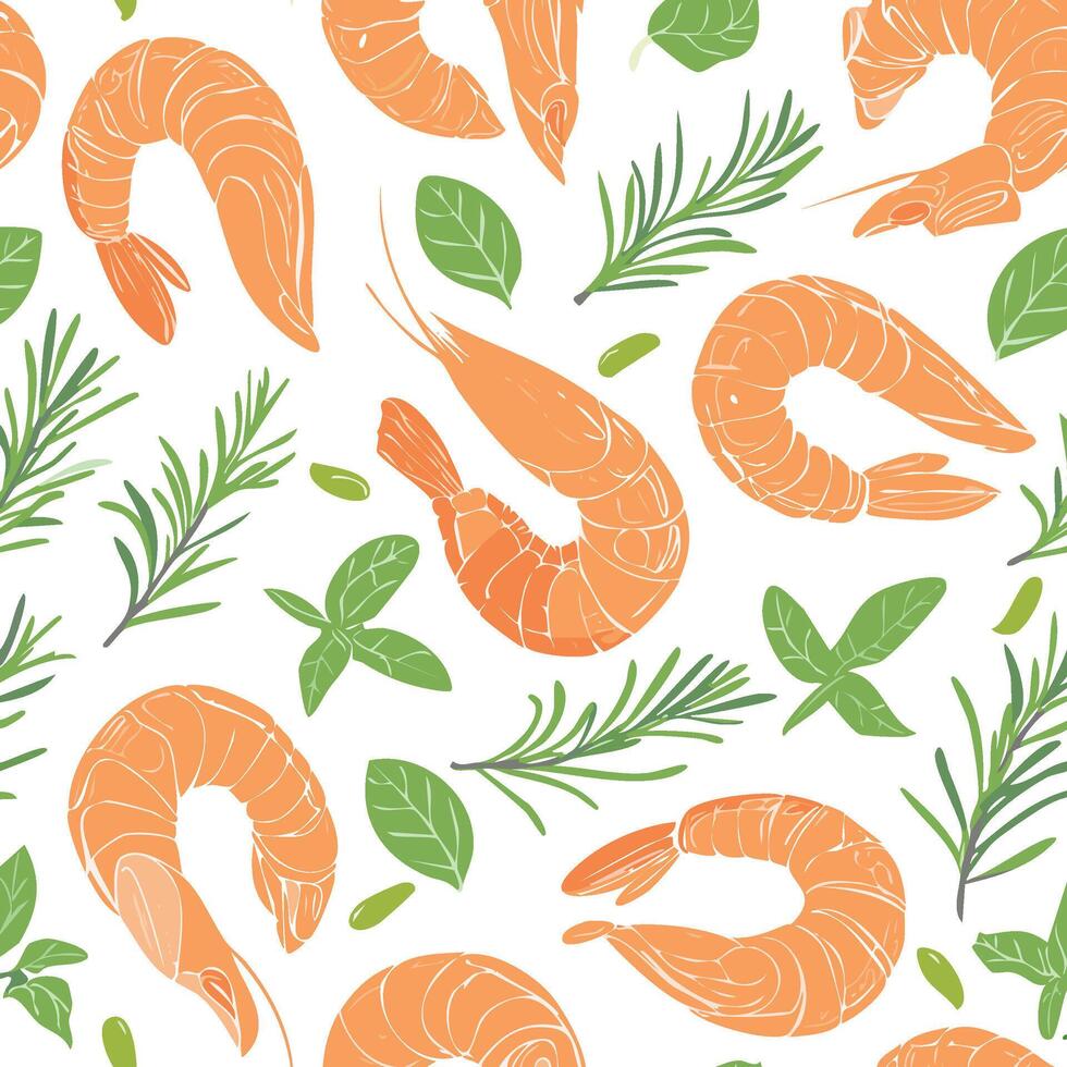 lobster and herbs pattern vector