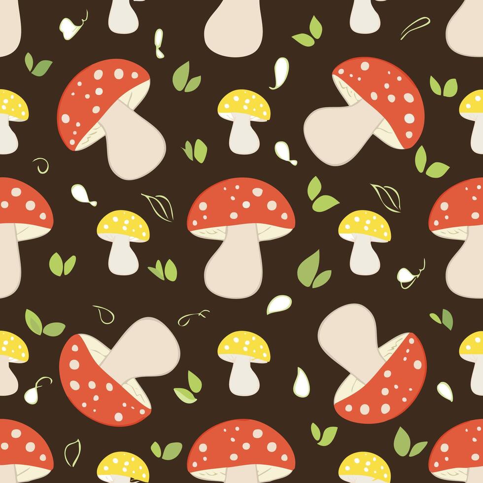 mushroom pattern on dark background vector