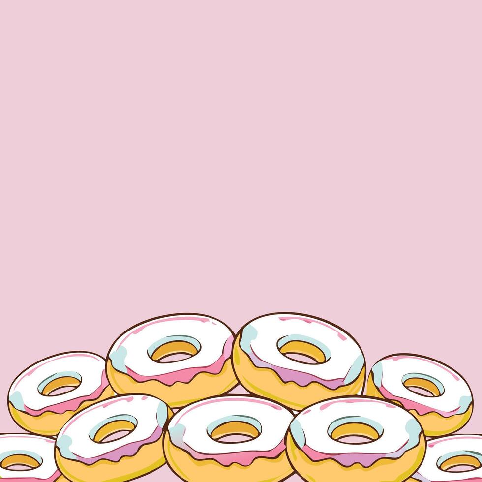 pink donut piles illustration with copy space vector