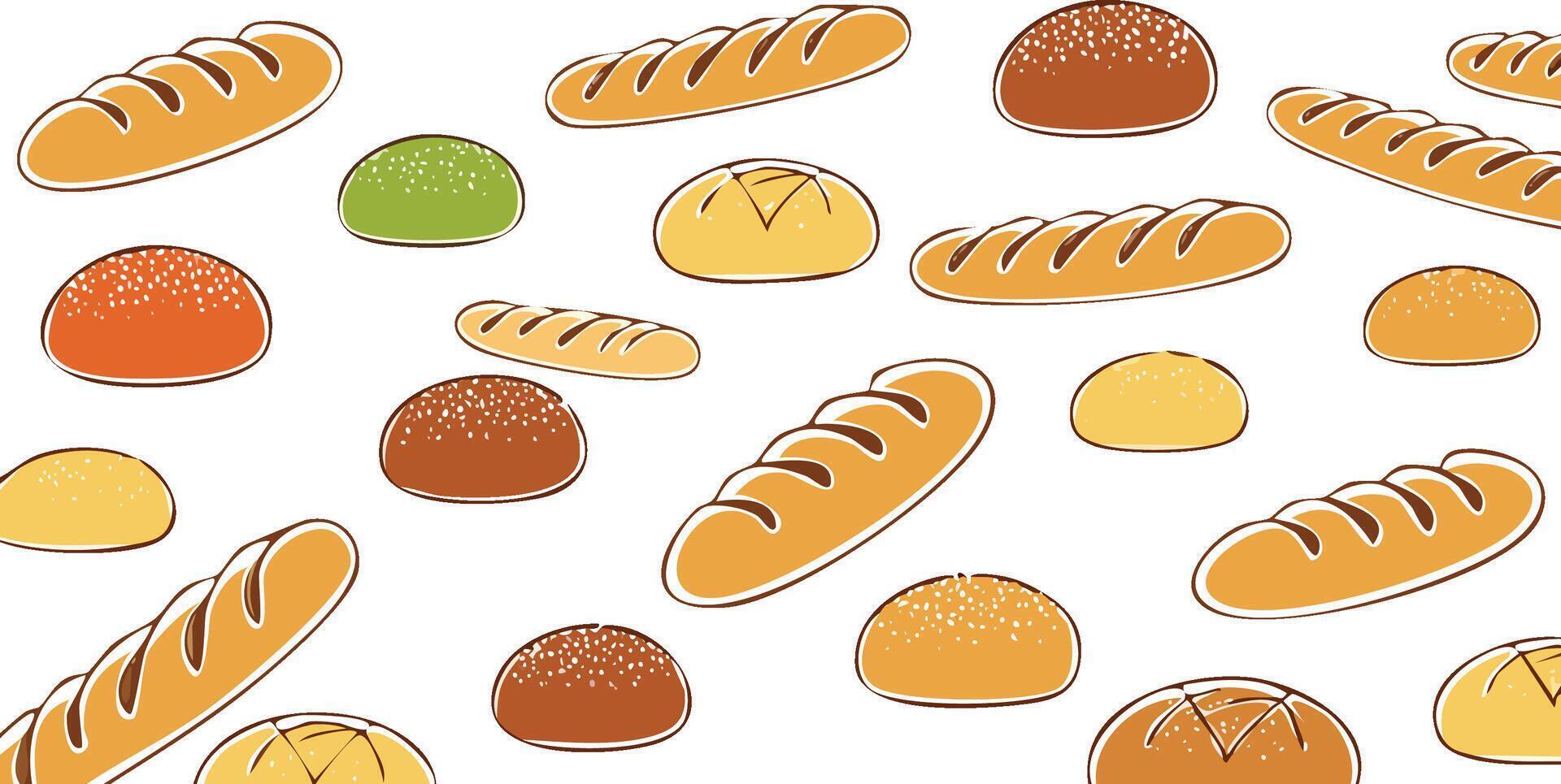 line art breads pattern vector
