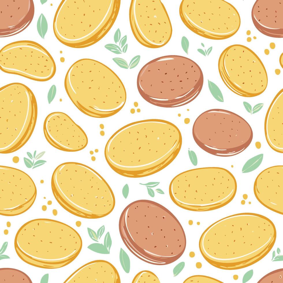 potato and leaves pattern vector