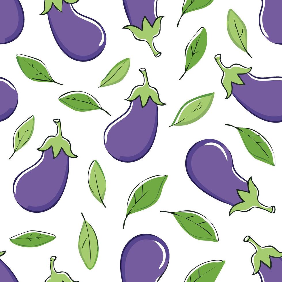 seamless eggplant pattern vector