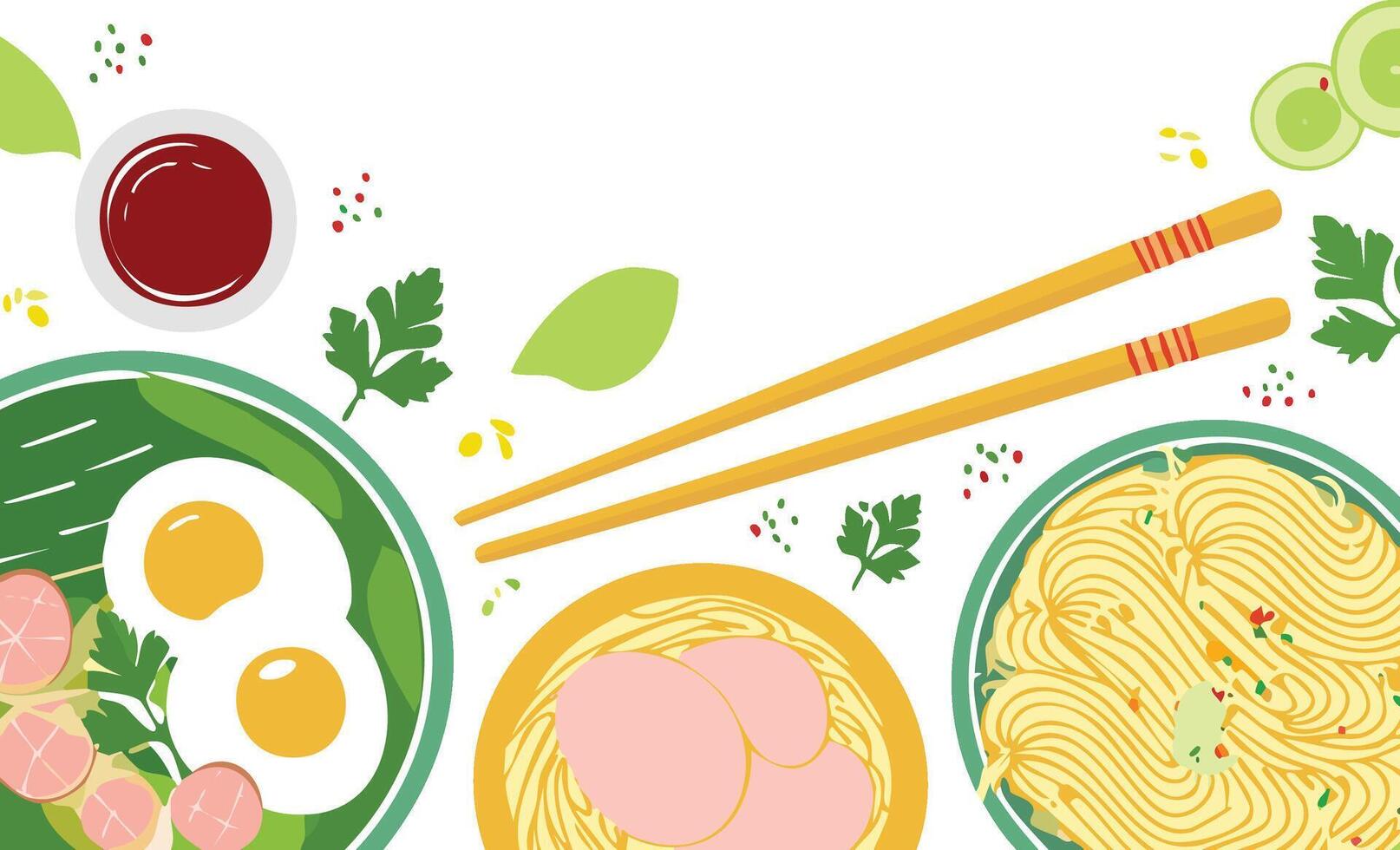 noodles illustration with copy space vector