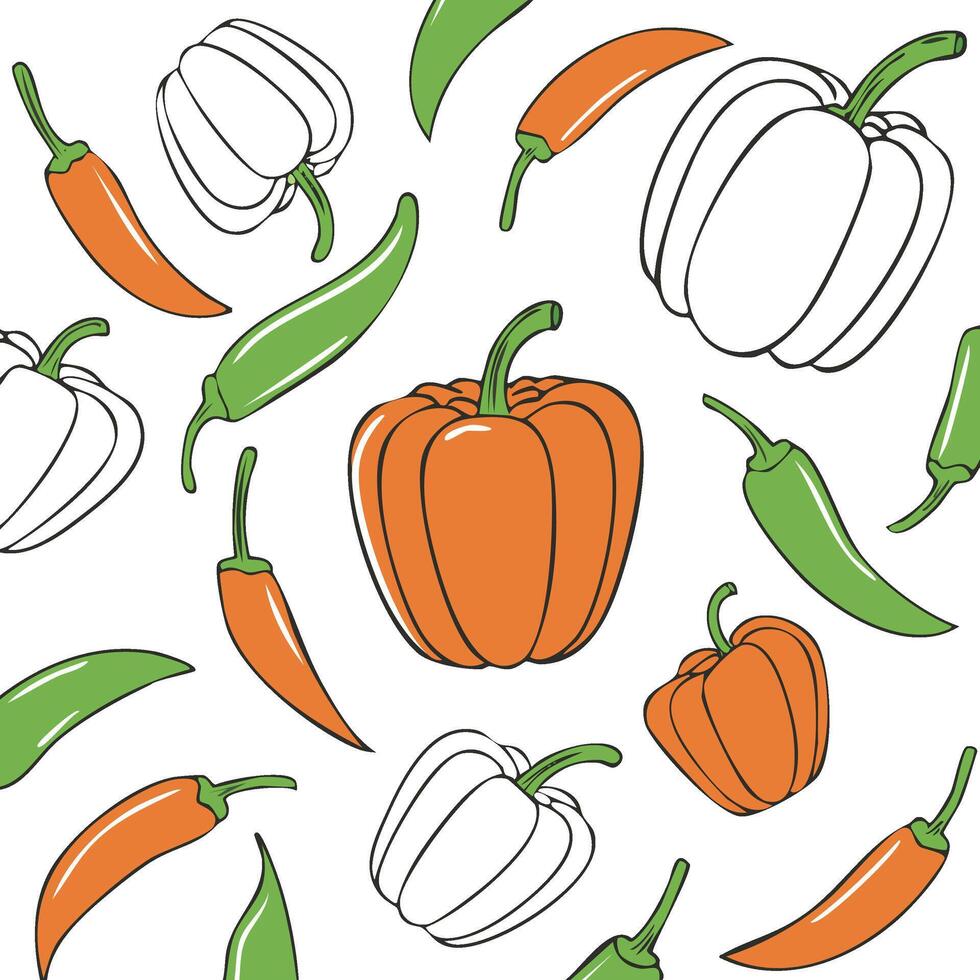 pepper and chilli pattern vector