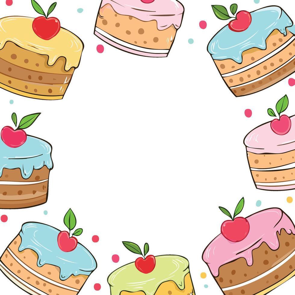 hand drawn style line art cakes with copy space vector