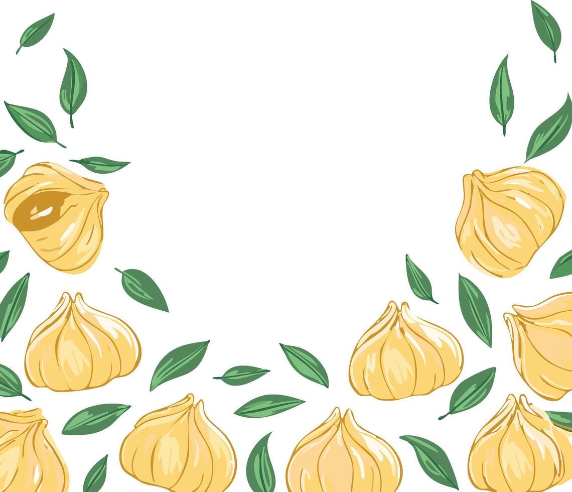hand drawn style dumplings illustration with copy space vector