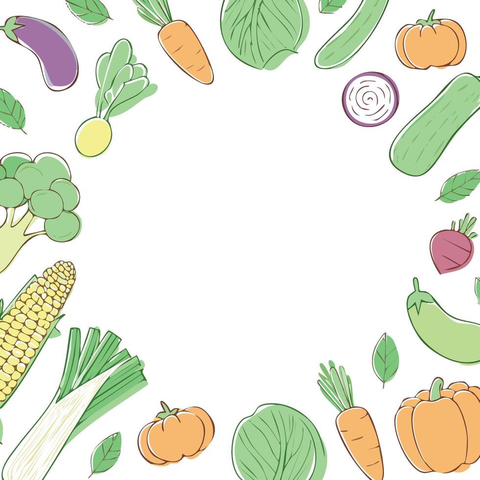 various vegetables illustration with copy space vector