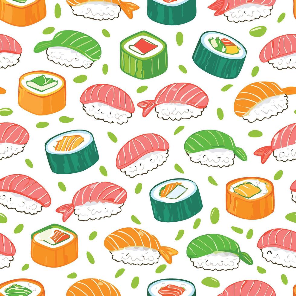 sushi seamless pattern vector