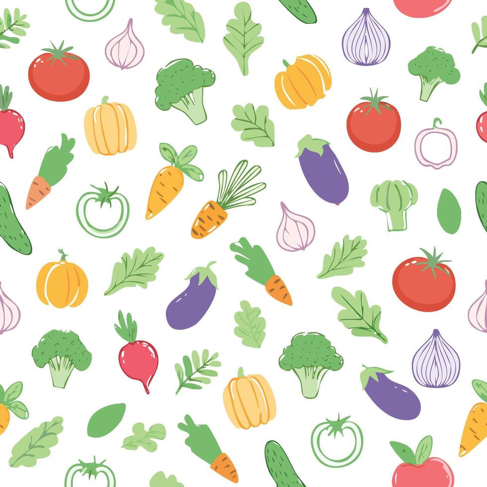 various colorful vegetables seamless pattern vector