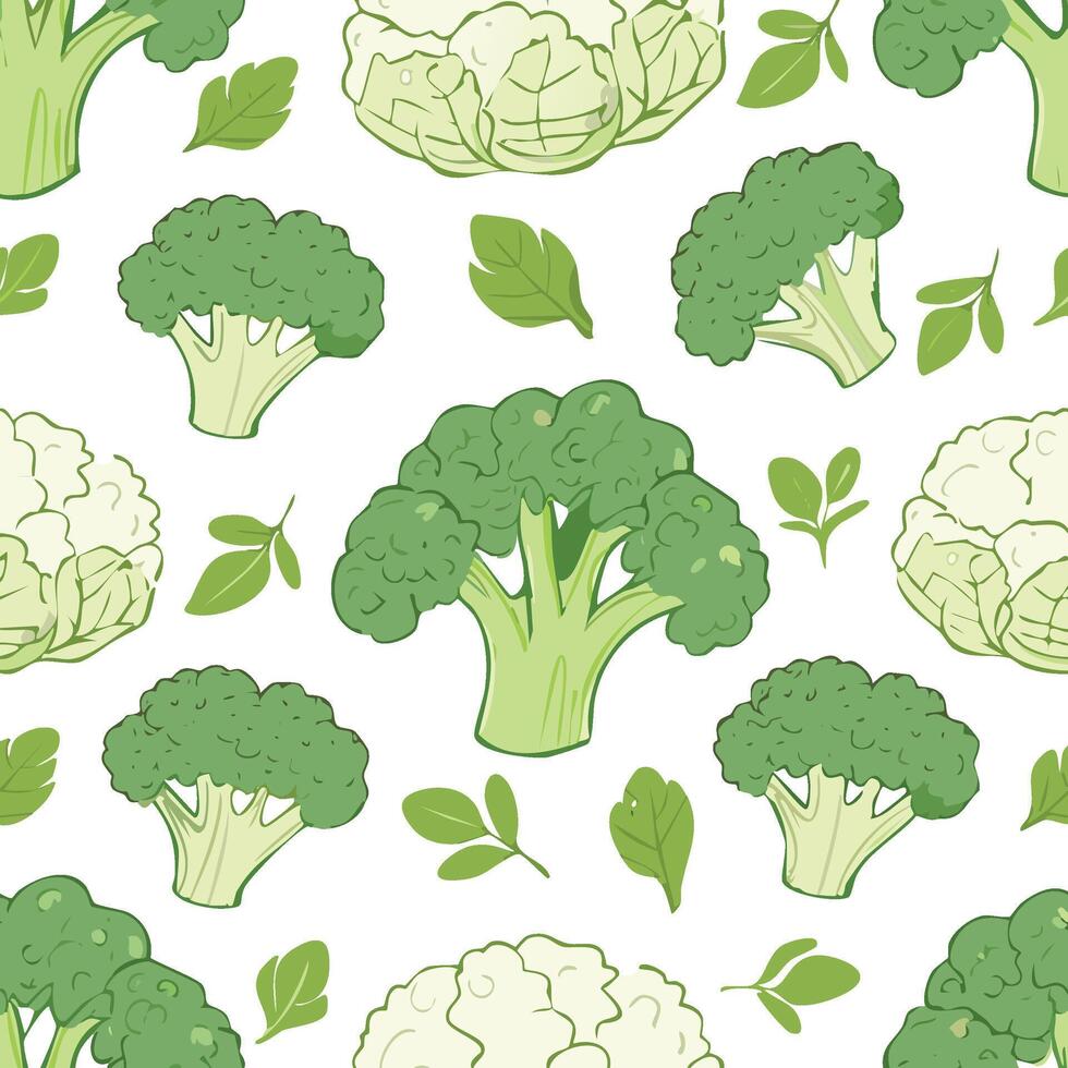 broccoli and cauliflowers pattern vector