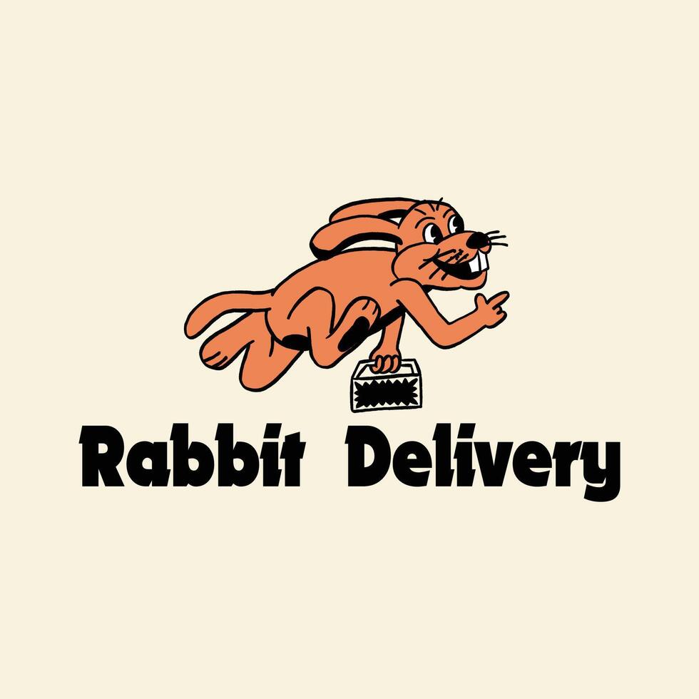 rabbit retro cartoon character illustration vector