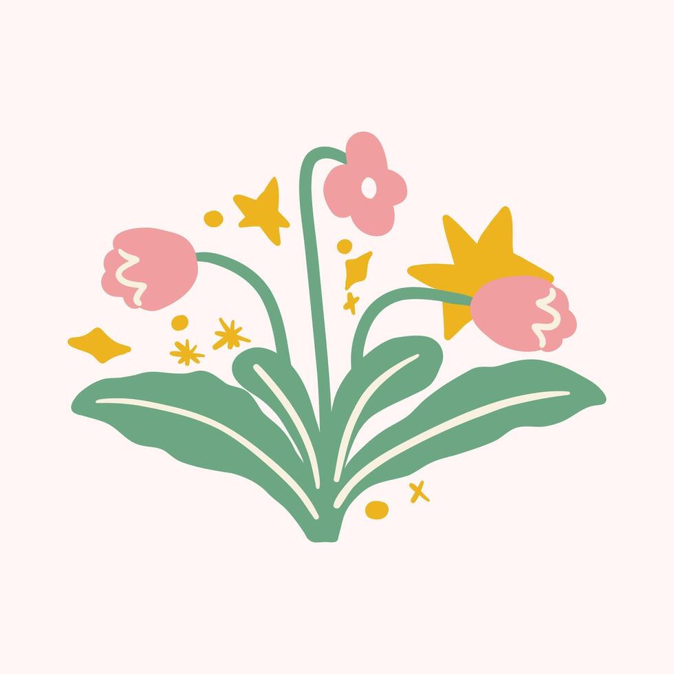 colorful illustration of cute flower bouquet vector