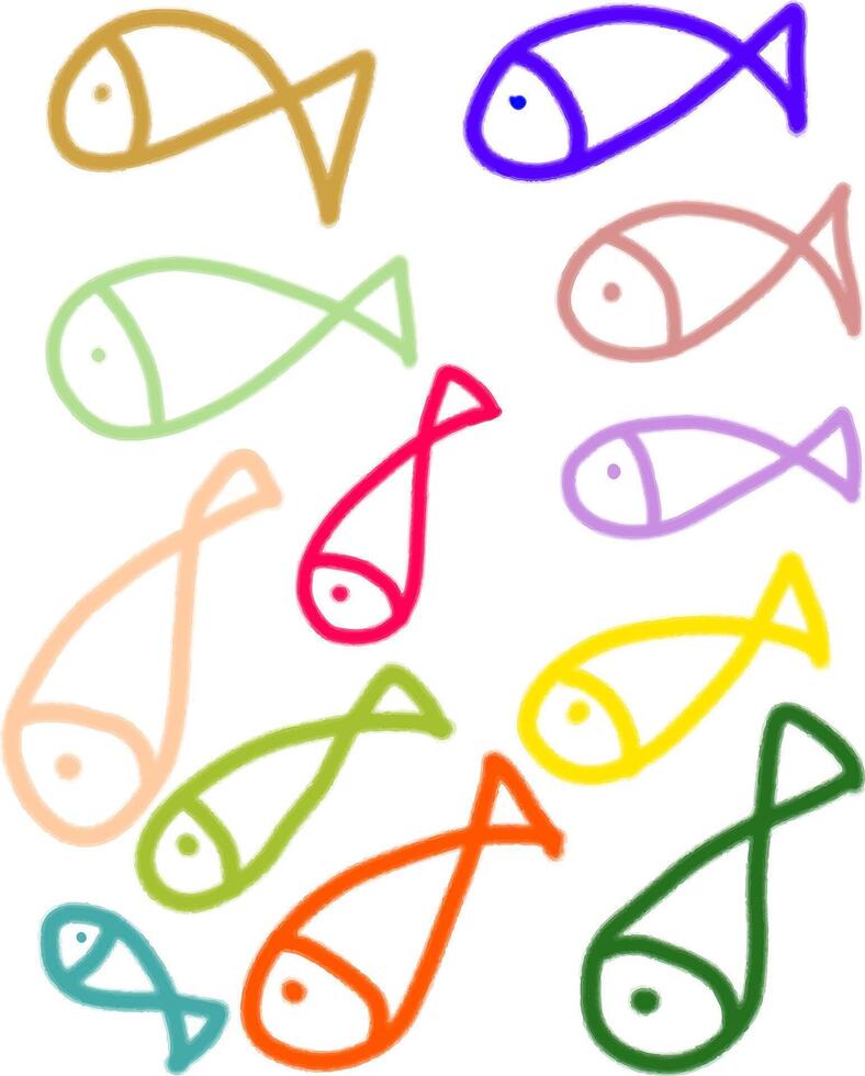 a group of colorful fish on a white background vector