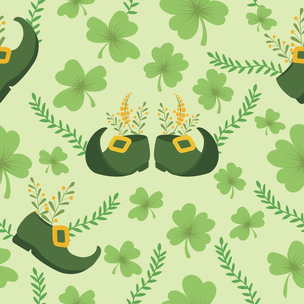 Seamless Pattern of St. Patrick's Day with leprechaun boots vector