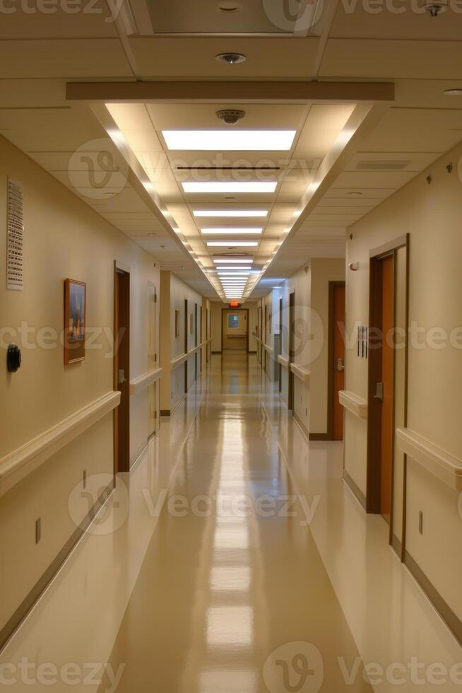 Modern Hallway with Energy-Efficient Lighting Highlighting Architectural Design photo