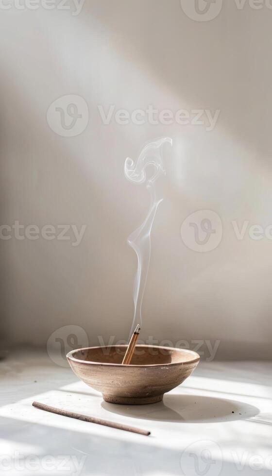 Minimalist Meditation Bowl and Incense Display for Tranquility and Simplicity in Design photo