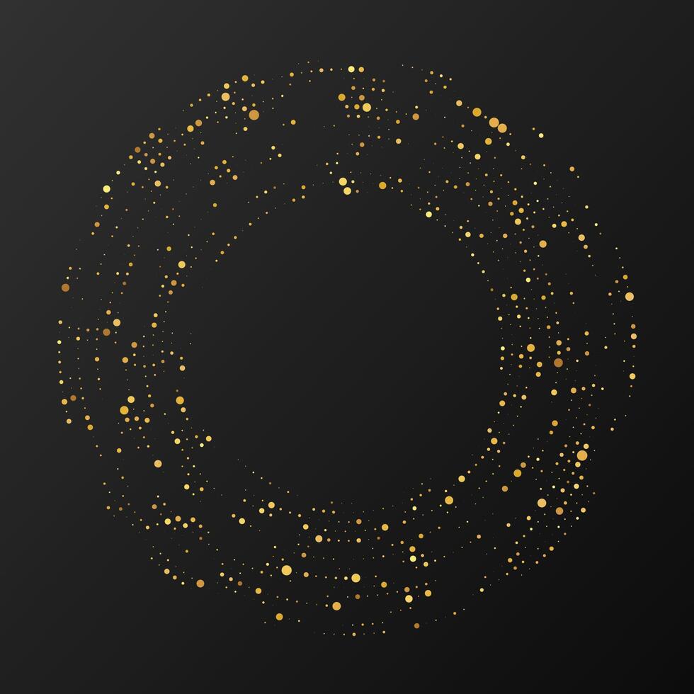Abstract gold halftone dotted background. Gold glitter in circle form. Circle halftone dots. illustration vector