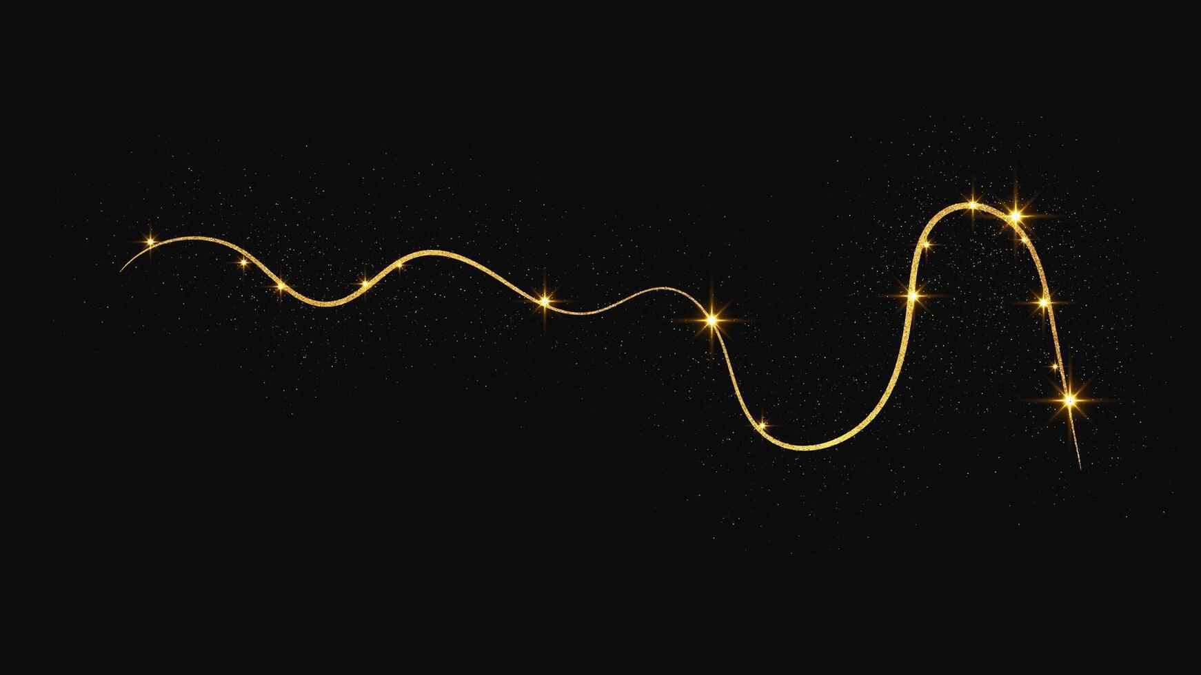 Gold glittering confetti wave and stardust. Golden sparkles on background. illustration vector
