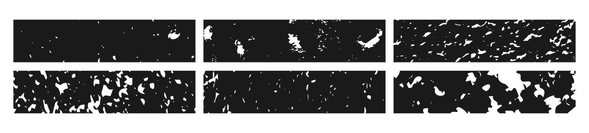 Set of black grunge banner. Abstract grainy in rectangle form on white background. illustration vector