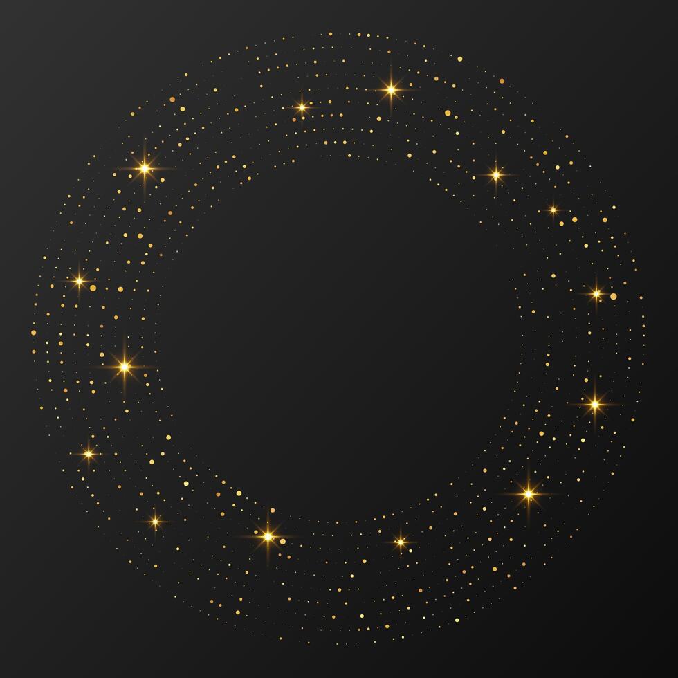 Abstract gold halftone dotted background. Gold glitter pattern in circle form. Circle halftone dots. illustration vector
