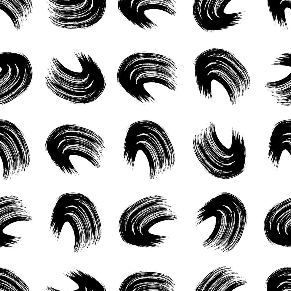 Seamless pattern with wavy grunge brush in abstract shapes on white background. illustration vector