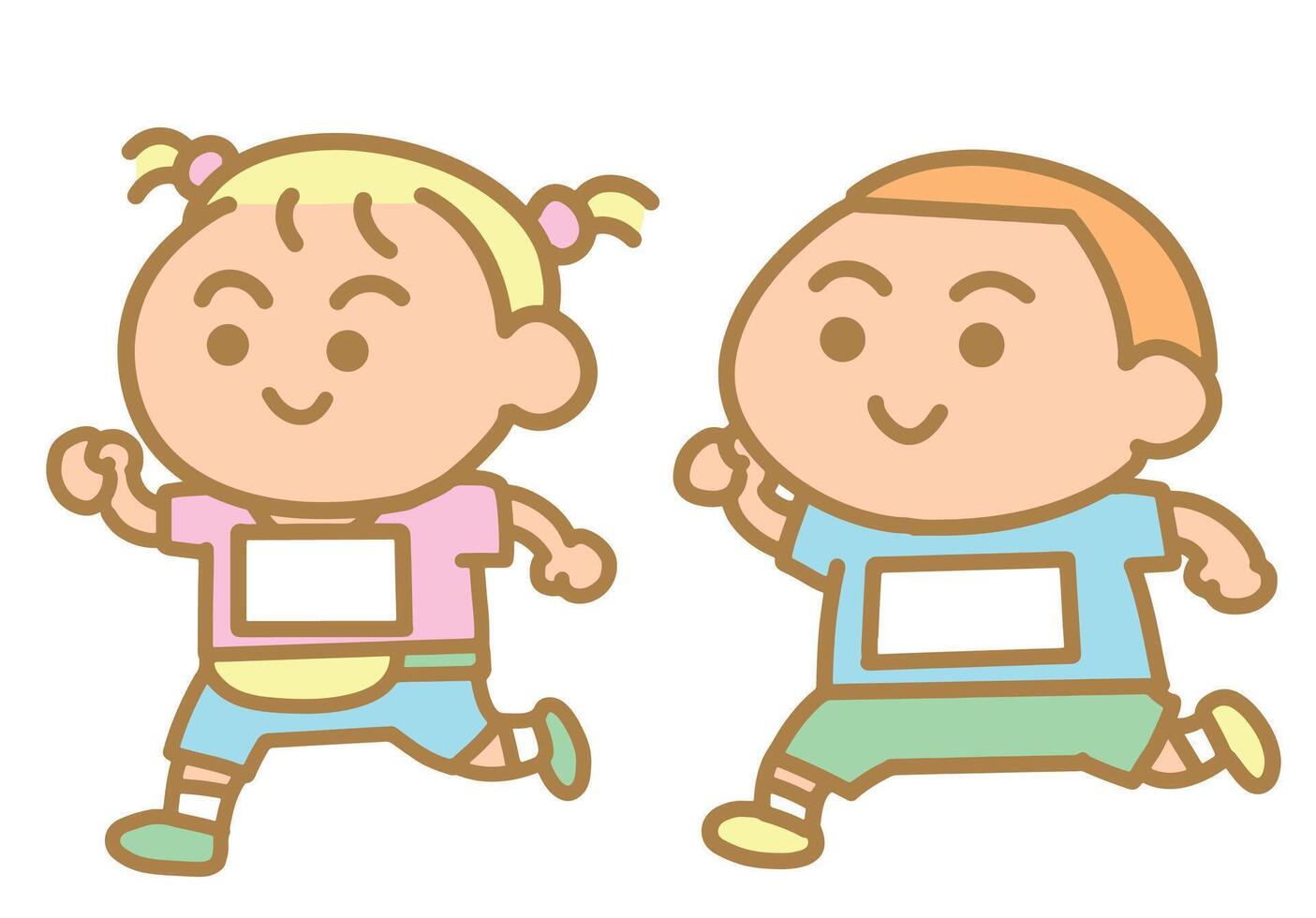 Kids running with friend for clip art. vector