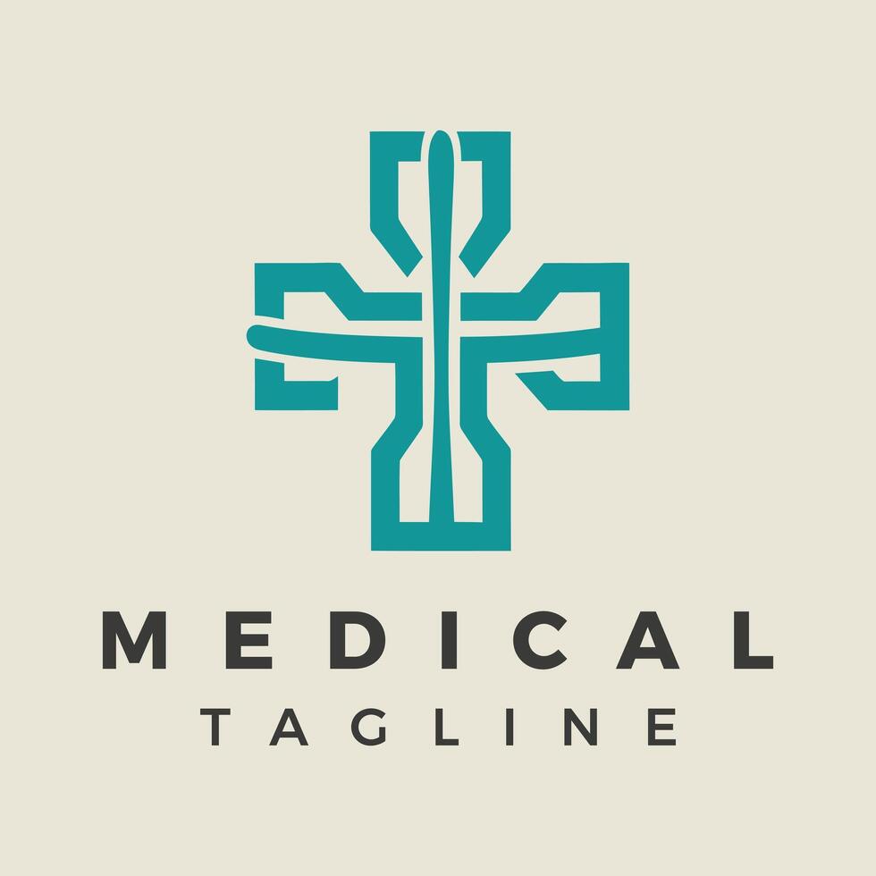 medical logo design with cross symbol template vector
