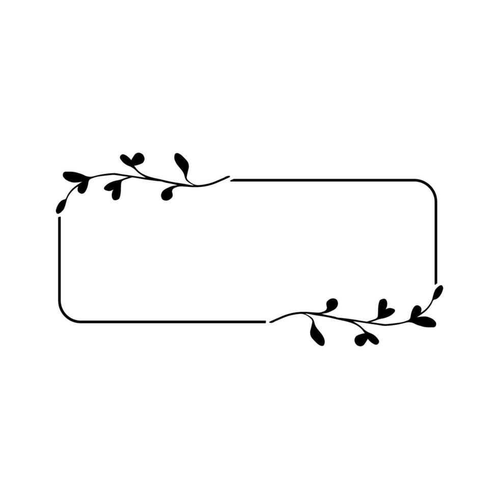 frame with leafs decoration isolated icon illustration design black and white vector