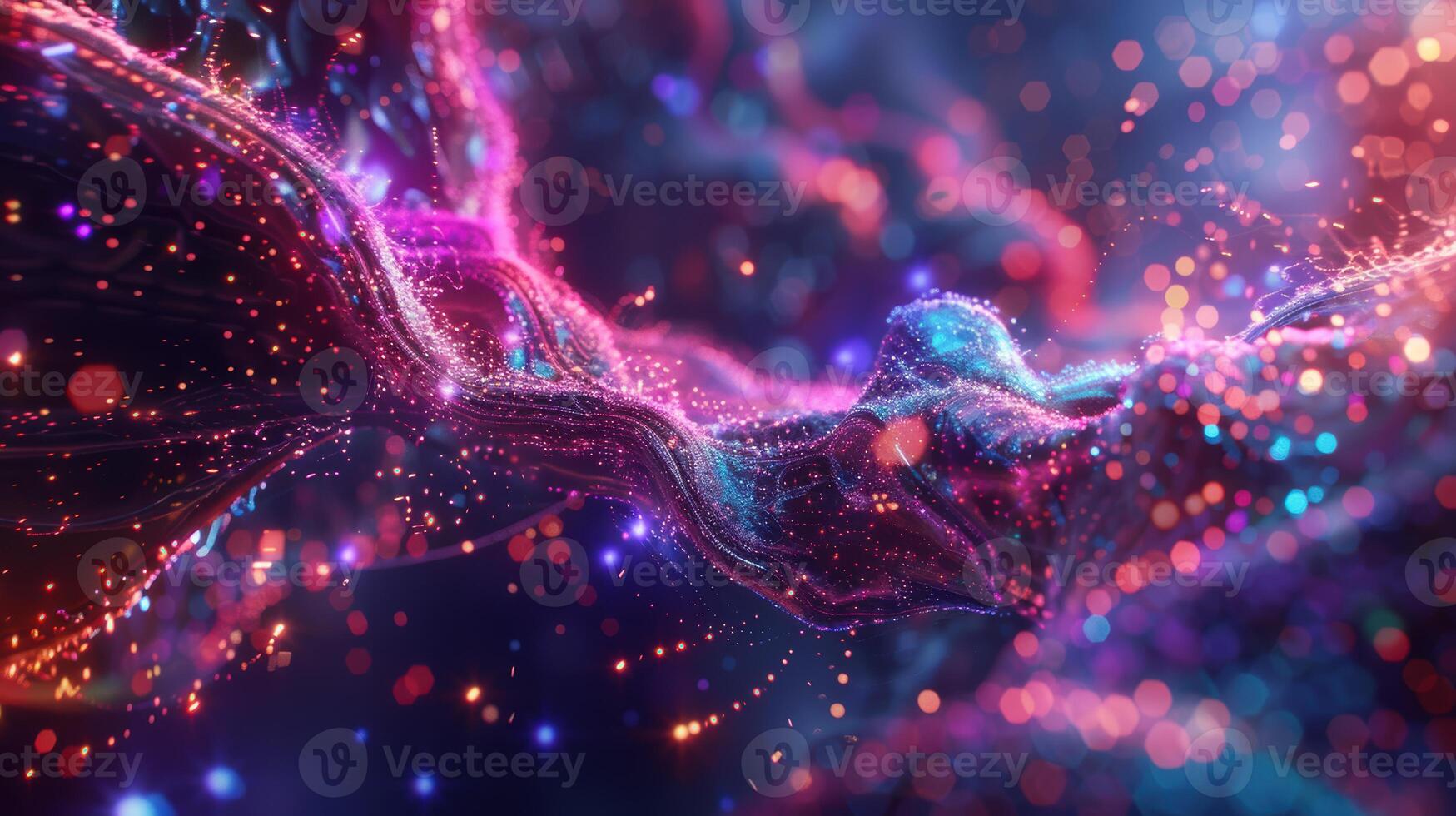 Glowing 3D Neural Network with Interconnected Nodes and Vibrant Data Streams photo