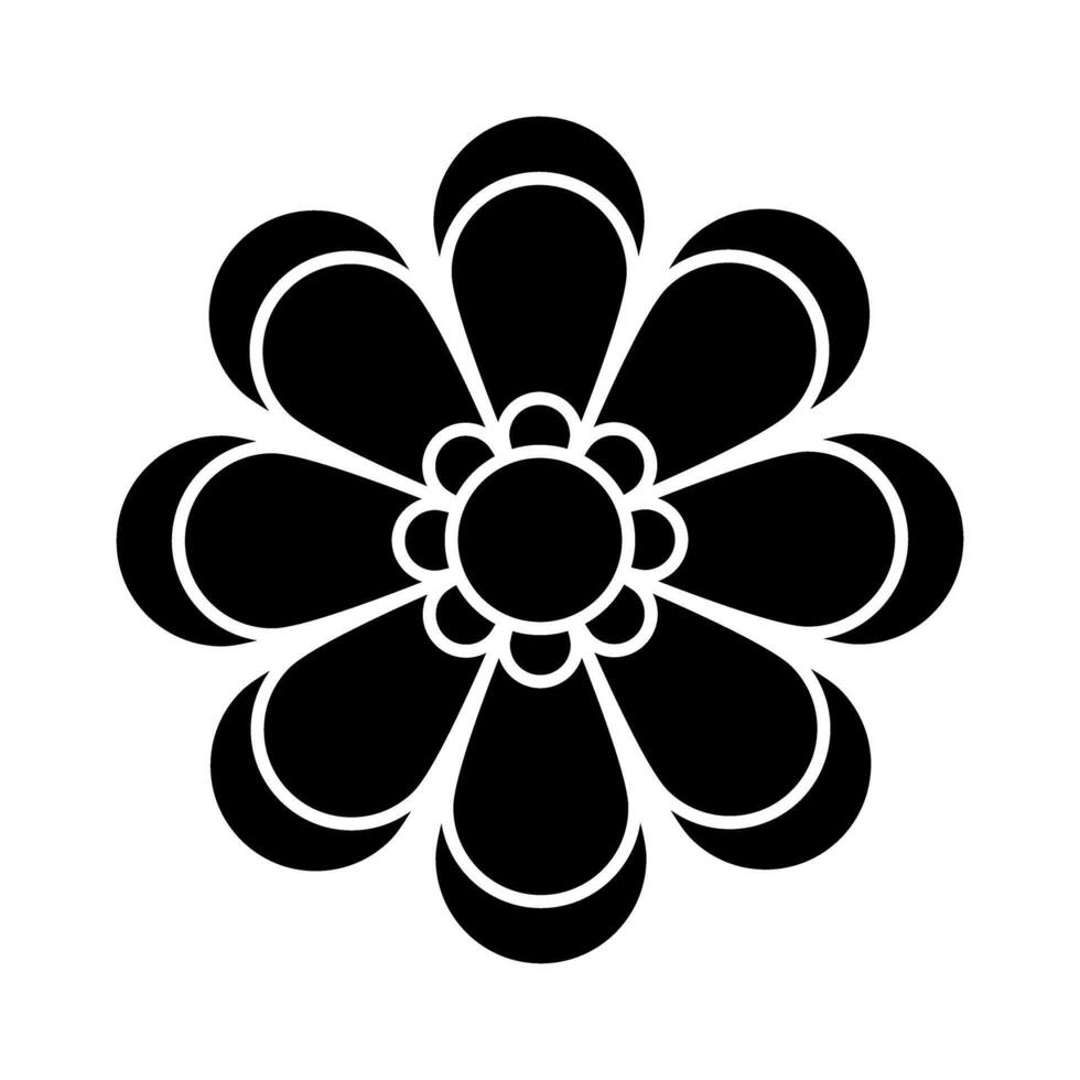 Cute flower garden decorative icon illustration graphic design in black and white vector
