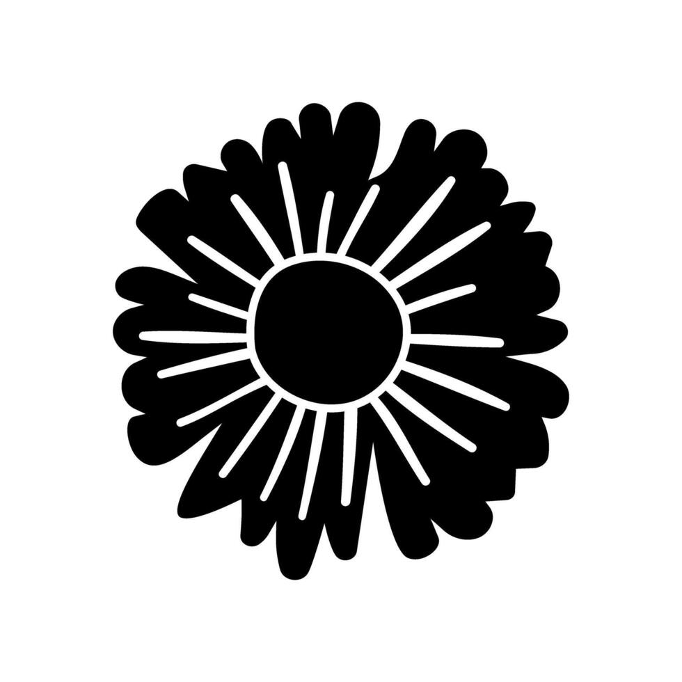 Cute flower garden decorative icon illustration designicon silhouette style simple vector