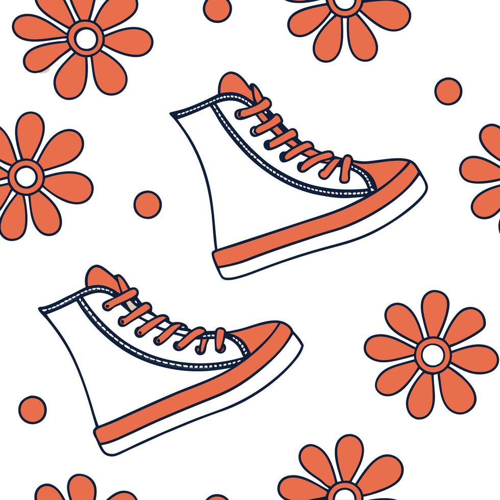 60s mod seamless pattern with bold graphics and vibrant colors for trendy designs Clean vector