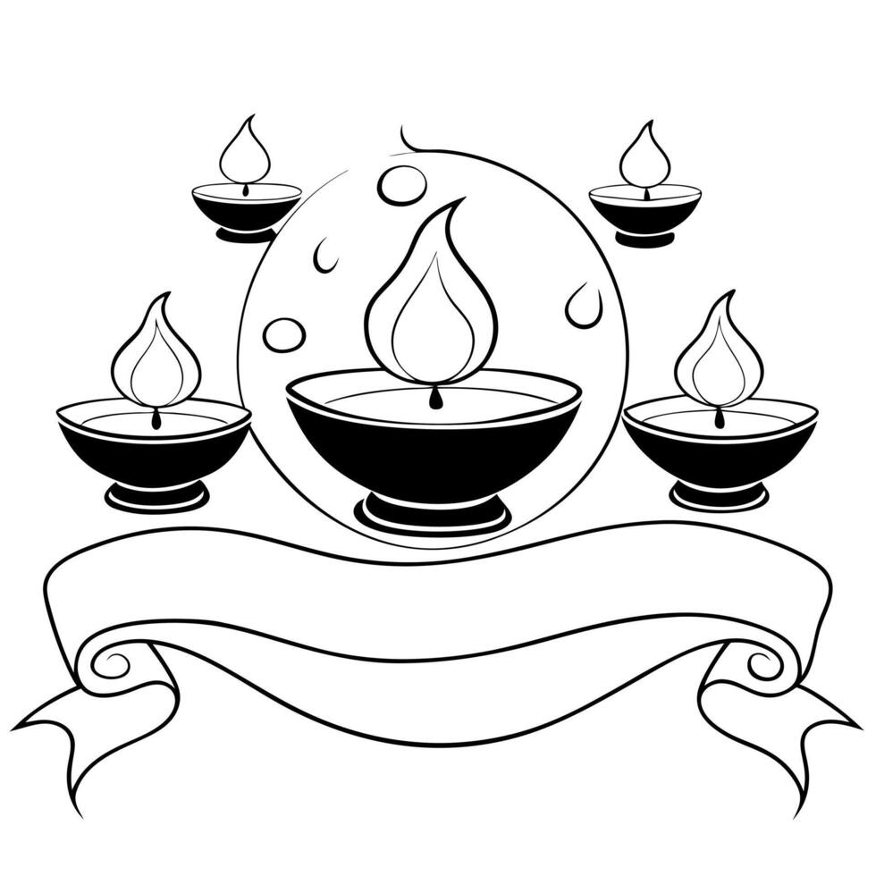 Abstract glowing digital art of Labh Pancham with floating diya lamps Clean vector