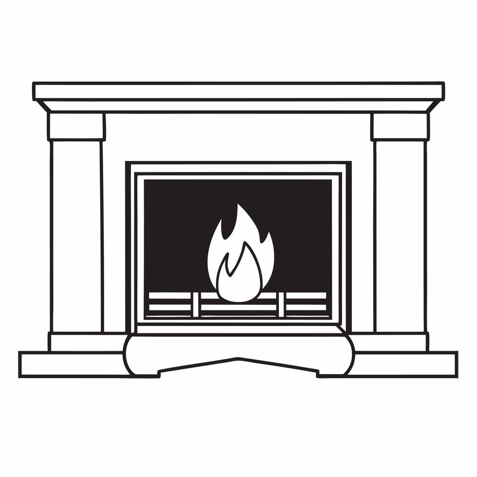 Abstract glowing digital fireplace with person sipping hot cocoa Clean vector