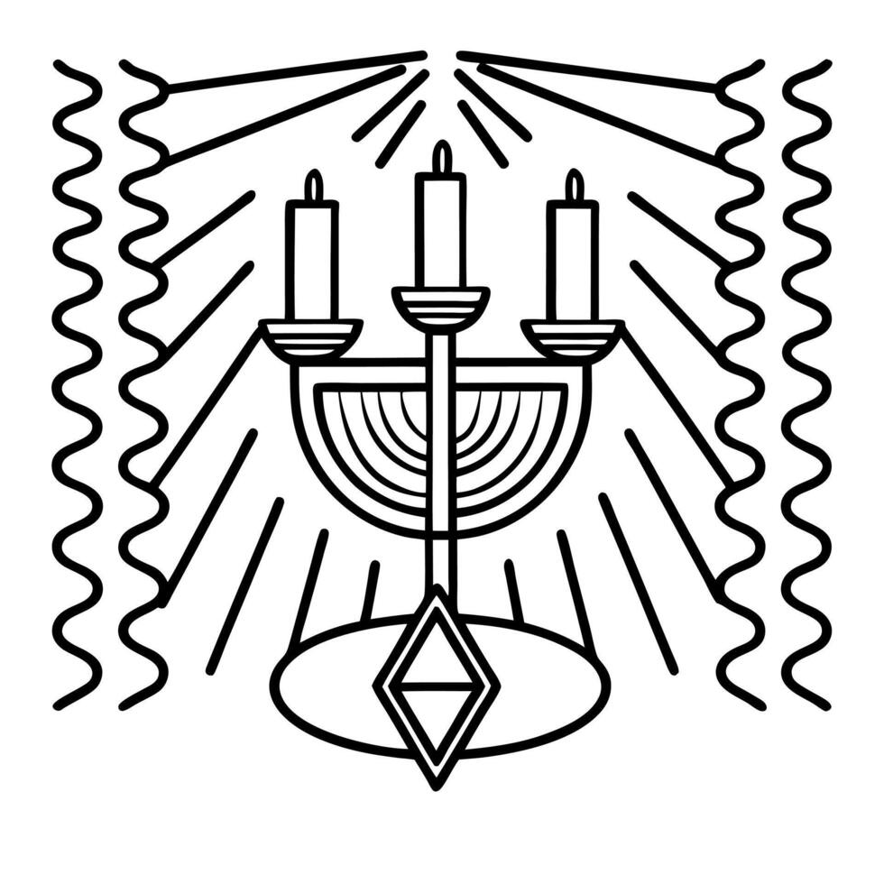 Abstract glowing dreidel and menorah with vibrant neon waves Clean vector