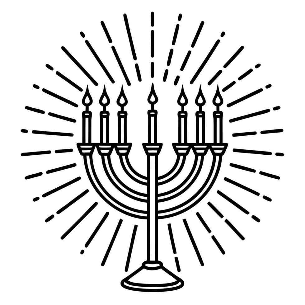 Abstract glowing Hanukkah menorah with shimmering light trails Clean vector