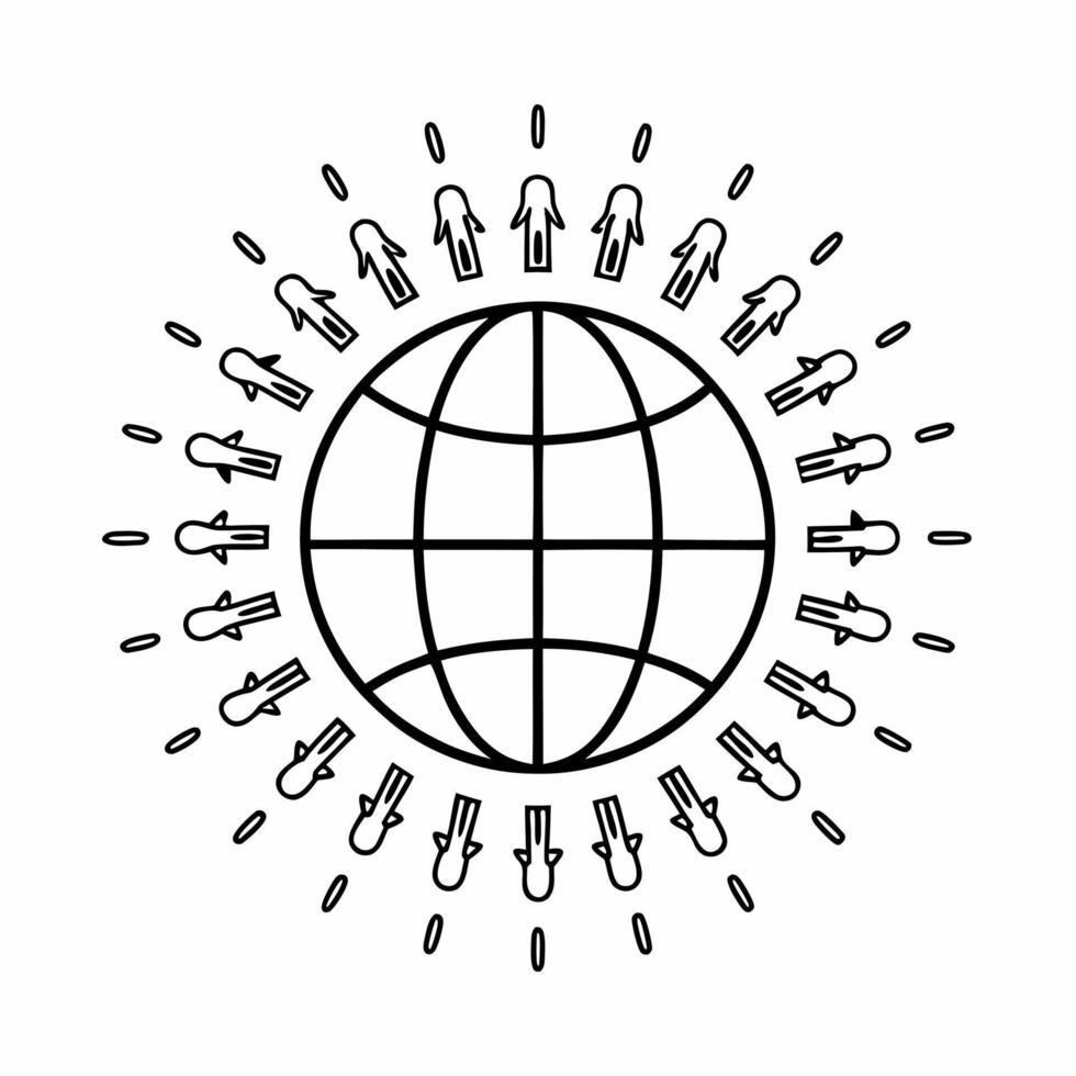 Abstract glowing globe surrounded by digital human figures for Human Rights Day Clean vector
