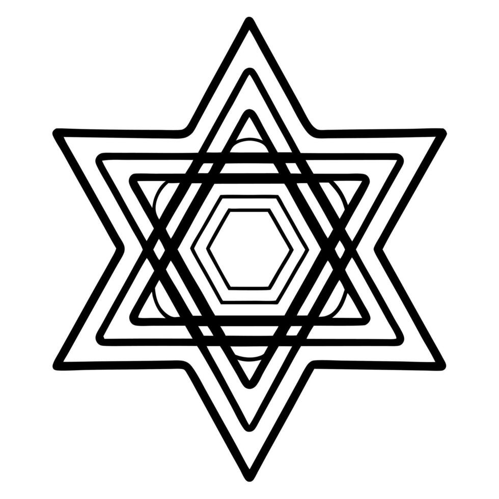 Abstract glowing Star of David with swirling neon colors digital art Clean vector