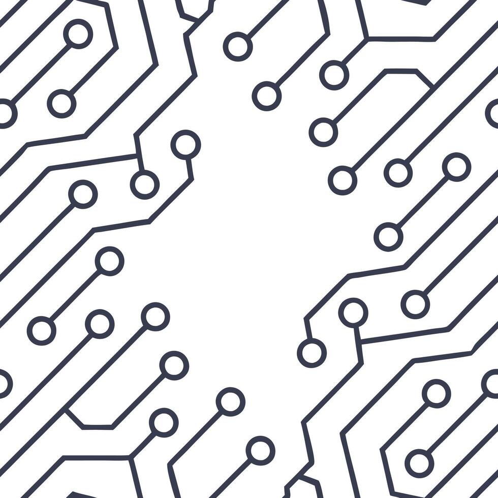 Abstract seamless pattern featuring techno lines and futuristic circuit board elements designed to evoke a digital tech inspired interface Clean vector