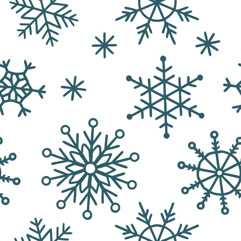 Abstract snowflake seamless tile pattern with artistic shapes and cool color palette Clean vector