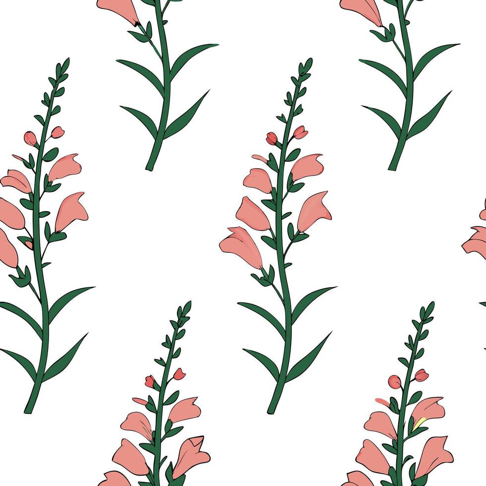 Abstract snapdragon flowers seamless tile pattern vibrant isolated white background perfect for creative textiles branding packaging Clean vector