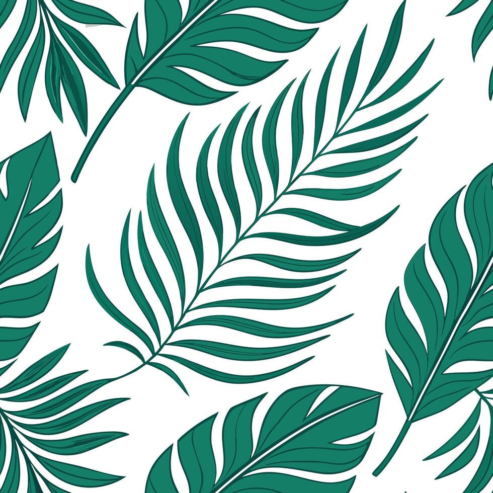 Abstract tropical leaves seamless tile pattern with bold geometric shapes and vibrant colors for modern artistic spaces Clean Set 2 vector